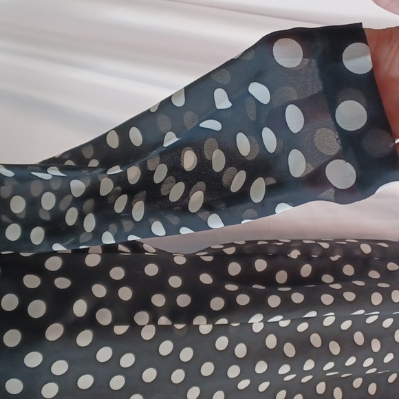 Vtg Dennis Goldsmith Black/white polkadot 80's Dress, open back, lined - Picture 3 of 8